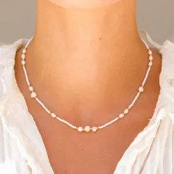waterproof parel ketting in verguld staal - OCEANA