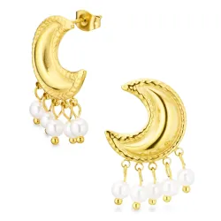 waterproof maan oorbellen in verguld staal - OCEANA