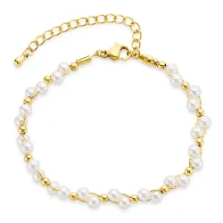 waterproof parel armband in verguld staal - OCEANA