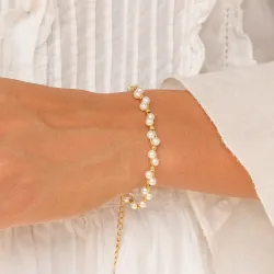 waterproof parel armband in verguld staal - OCEANA