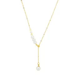 waterproof parel ketting in verguld staal - OCEANA