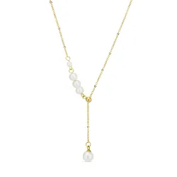 waterproof parel Y-ketting in verguld staal - OCEANA