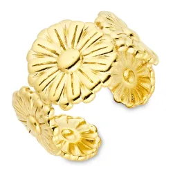 waterproof bloem ring in verguld staal - OCEANA