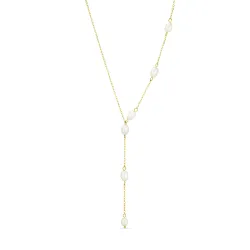 waterproof parel Y-ketting in verguld staal - OCEANA