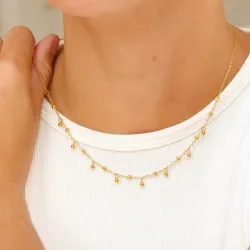 waterproof bolletje ketting in verguld staal - OCEANA