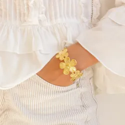 waterproof bloem armband in verguld staal - OCEANA