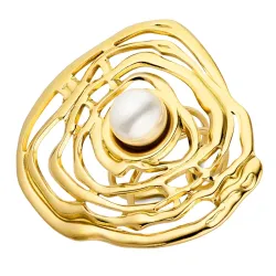 waterproof parel ring in verguld staal - OCEANA