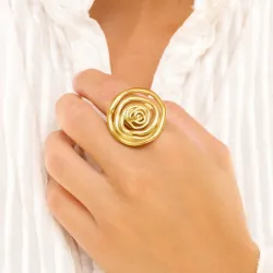 waterproof roze ring in verguld staal - OCEANA