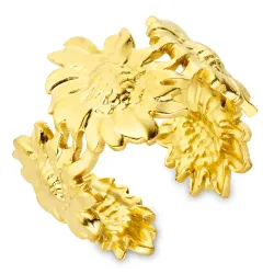 waterproof bloem ring in verguld staal - OCEANA