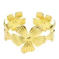 waterproof bloem armband in verguld staal - OCEANA