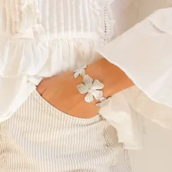 waterproof bloem armband in staal - OCEANA