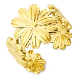 waterproof bloem ring in verguld staal - OCEANA