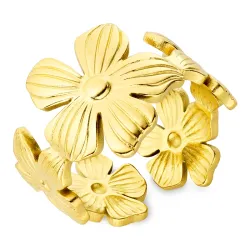 waterproof bloem ring in verguld staal - OCEANA