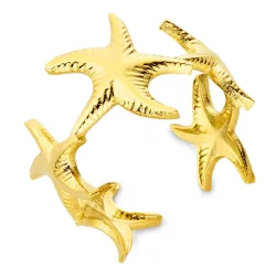 waterproof zeester ring in verguld staal - OCEANA