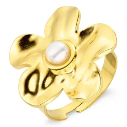 waterproof bloem ring in verguld staal - OCEANA