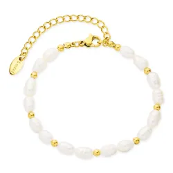 waterproof parel armband in verguld staal - OCEANA