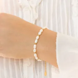 waterproof parel armband in verguld staal - OCEANA