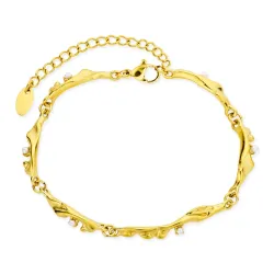 waterproof parel armband in verguld staal - OCEANA