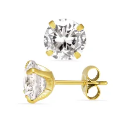 8 mm waterproof solitaire oorbel in verguld staal - OCEANA