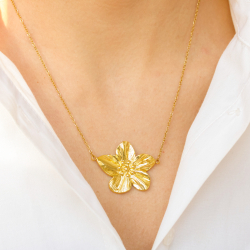waterproof bloem ketting in verguld staal - OCEANA
