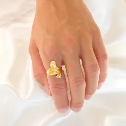 waterproof blad verstelbaar ring in verguld staal - OCEANA