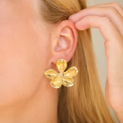 waterproof bloem oorbellen in verguld staal - OCEANA