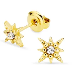 waterproof ster witte zirkoon oorbellen in verguld staal - OCEANA