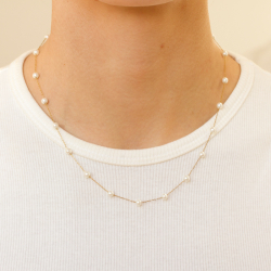 waterproof parel ketting in verguld staal 45+5 cm x 4,2 mm  - OCEANA