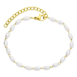 waterproof parel armband in verguld staal - OCEANA