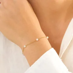 waterproof parel armband in verguld staal - OCEANA