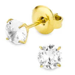 5 mm waterproof solitaire oorbel in verguld staal - OCEANA