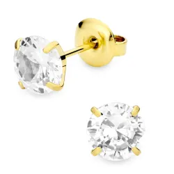 7 mm waterproof zirkoon solitaire oorbel in verguld staal - OCEANA