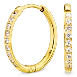 15 mm waterproof zirkoon creool in verguld staal - OCEANA