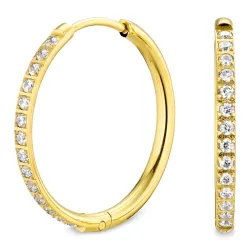 waterproof zirkoon creool in verguld staal - OCEANA