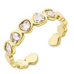 waterproof hart zirkoon verstelbaar ring maat 54-58 in verguld staal - OCEANA