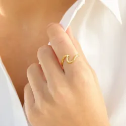 waterproof verstelbaar ring in verguld staal - OCEANA