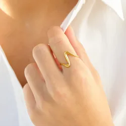 waterproof verstelbaar ring in verguld staal - OCEANA