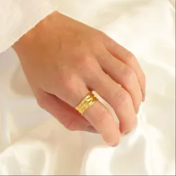 waterproof verstelbaar ring maat 54-58 in verguld staal - OCEANA