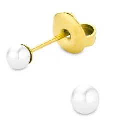 3 mm waterproof parel oorsteker in verguld staal - OCEANA