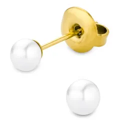 4 mm waterproof parel oorsteker in verguld staal - OCEANA