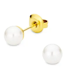 6 mm waterproof parel oorsteker in verguld staal - OCEANA