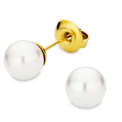 7 mm waterproof parel oorsteker in verguld staal - OCEANA
