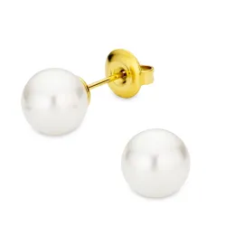 8 mm waterproof parel oorsteker in verguld staal - OCEANA