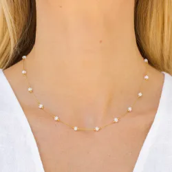 waterproof parel ketting in verguld staal - OCEANA