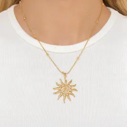 waterproof zon ketting in verguld staal met hanger in verguld staal - OCEANA