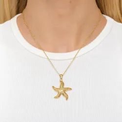 waterproof zeester ketting in verguld staal - OCEANA