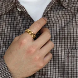 waterproof panzer ring in verguld staal