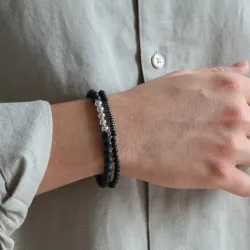 waterproof onyx armband in staal