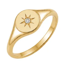waterproof ster zirkoon ring in verguld staal - OCEANA