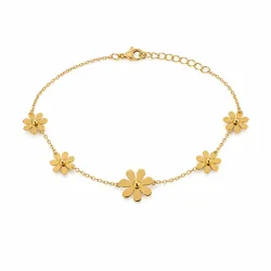 waterproof bloem armband in verguld staal - OCEANA